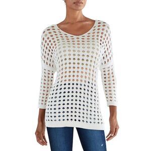 BASICS Cotton Open Stitch Crewneck pullover Sweater Sz PXXS